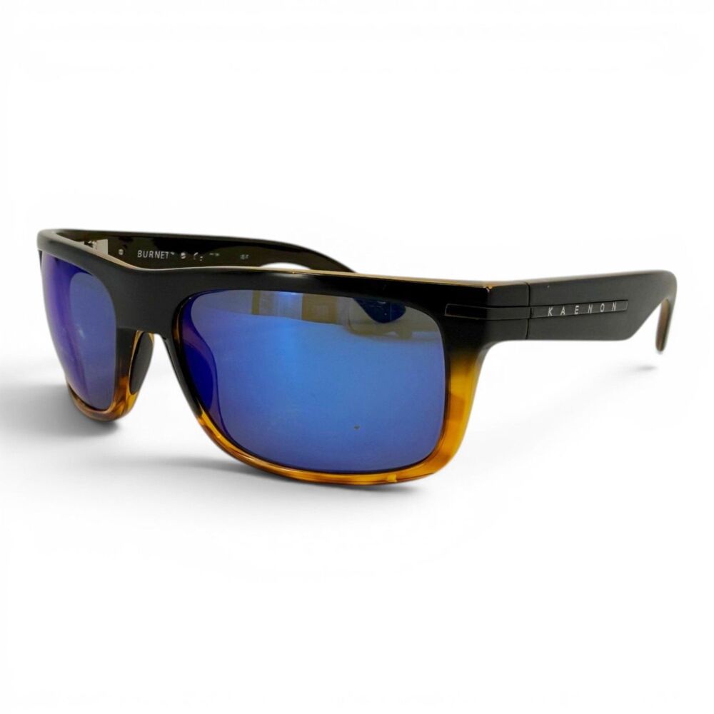 Kaenon Burnet Polarized Sunglasses Matte Black + Tortoise Pacific Blue Mirror